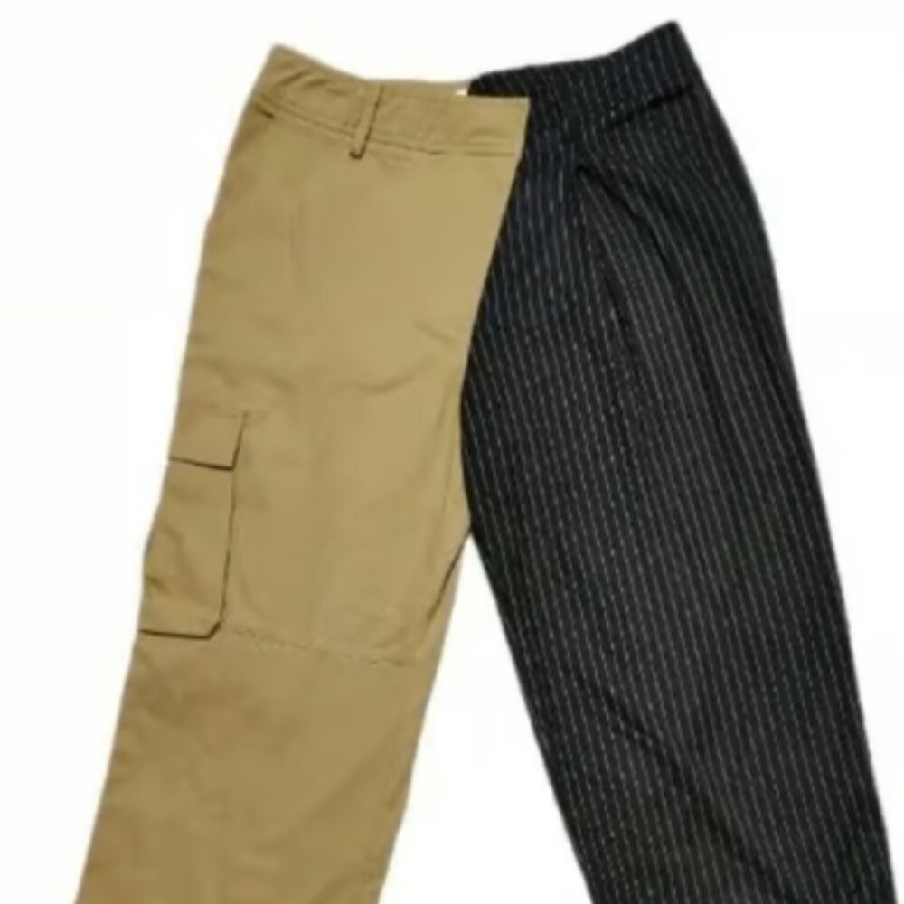 Choosy Khaki Pinstripe Cuffed Trouser Utility Pants Size (2) NWT